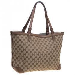 Pre Owned Gucci Beige/Brown GG Canvas Medium Craft Tote
