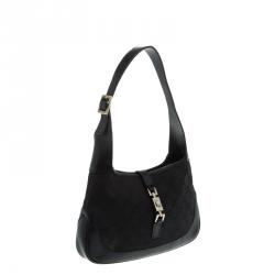 Pre Owned حقيبة غوتشي جاكي صغيرة جلد وكانفاس GG سوداء