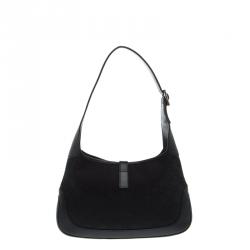 Pre Owned حقيبة غوتشي جاكي صغيرة جلد وكانفاس GG سوداء