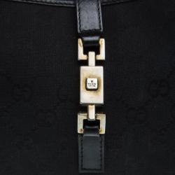 Pre Owned حقيبة غوتشي جاكي صغيرة جلد وكانفاس GG سوداء