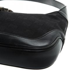 Pre Owned حقيبة غوتشي جاكي صغيرة جلد وكانفاس GG سوداء