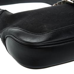 Pre Owned حقيبة غوتشي جاكي صغيرة جلد وكانفاس GG سوداء