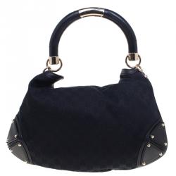 Pre Owned Gucci Black GG Canvas Medium Babouska Indy Top Handle Bag