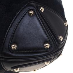 Pre Owned Gucci Black GG Canvas Medium Babouska Indy Top Handle Bag