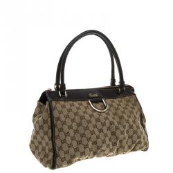 Pre Owned حقيبة يد غوتشي حلقة D كانفاس GG بيج
