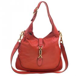 Pre Owned Gucci Candy Red Leather New Jackie Shoulder Bag