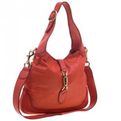 Pre Owned Gucci Candy Red Leather New Jackie Shoulder Bag