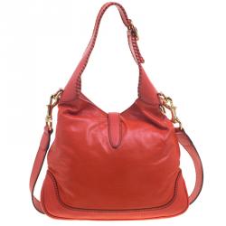 Pre Owned Gucci Candy Red Leather New Jackie Shoulder Bag