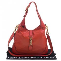 Pre Owned Gucci Candy Red Leather New Jackie Shoulder Bag
