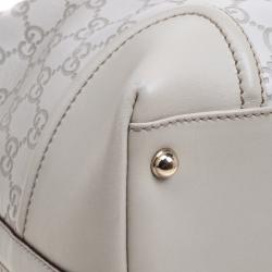 Pre Owned Gucci Off White Guccissima Leather Large Web Treasure Boston Bag