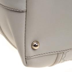 Pre Owned Gucci Off White Guccissima Leather Large Web Treasure Boston Bag