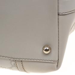 Pre Owned Gucci Off White Guccissima Leather Large Web Treasure Boston Bag