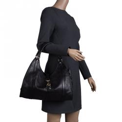 Pre Owned Gucci Black Guccissima Leather Bardot Joy Tote