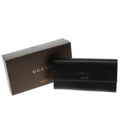 Gucci Black Pebbled Leather Continental Wallet