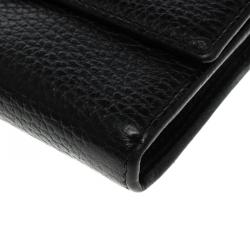 Gucci Black Pebbled Leather Continental Wallet