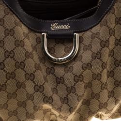Gucci Beige GG Canvas Large D Ring Hobo