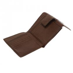 Gucci Brown Leather Guccissima Details Compact Wallet