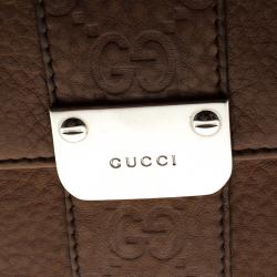 Gucci Brown Leather Guccissima Details Compact Wallet