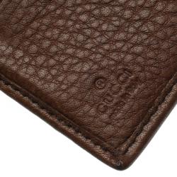 Gucci Brown Leather Guccissima Details Compact Wallet