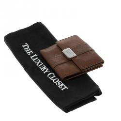 Gucci Brown Leather Guccissima Details Compact Wallet