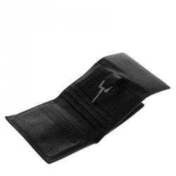Gucci Black GG Canvas and Leather Compact Wallet