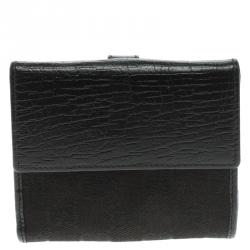 Gucci Black GG Canvas and Leather Compact Wallet
