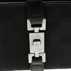 Gucci Black GG Canvas and Leather Compact Wallet