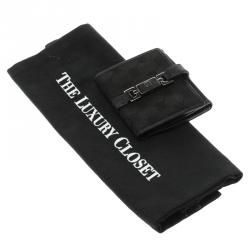 Gucci Black GG Canvas and Leather Compact Wallet