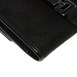 Gucci Black GG Canvas and Leather Compact Wallet