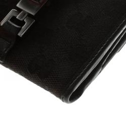 Gucci Black GG Canvas and Leather Compact Wallet