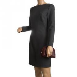 Pre Owned Gucci Burgundy Guccissima Leather Cosmetics Pouch