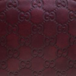 Pre Owned Gucci Burgundy Guccissima Leather Cosmetics Pouch