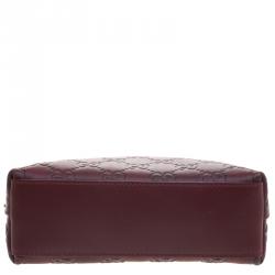 Pre Owned Gucci Burgundy Guccissima Leather Cosmetics Pouch