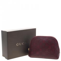 Pre Owned Gucci Burgundy Guccissima Leather Cosmetics Pouch
