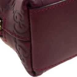 Pre Owned Gucci Burgundy Guccissima Leather Cosmetics Pouch