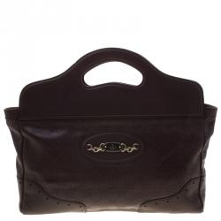 Pre Owned حقيبة يد غوتشي بانش متوسطة جلد غوتشيسيما بنية ماهوجاني