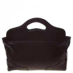 Pre Owned حقيبة يد غوتشي بانش متوسطة جلد غوتشيسيما بنية ماهوجاني