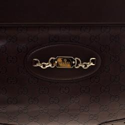 Pre Owned حقيبة يد غوتشي بانش متوسطة جلد غوتشيسيما بنية ماهوجاني