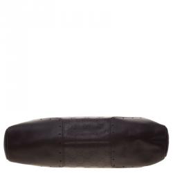 Pre Owned حقيبة يد غوتشي بانش متوسطة جلد غوتشيسيما بنية ماهوجاني