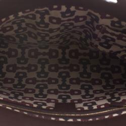 Pre Owned حقيبة يد غوتشي بانش متوسطة جلد غوتشيسيما بنية ماهوجاني