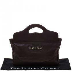 Pre Owned حقيبة يد غوتشي بانش متوسطة جلد غوتشيسيما بنية ماهوجاني