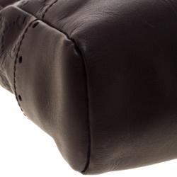 Pre Owned حقيبة يد غوتشي بانش متوسطة جلد غوتشيسيما بنية ماهوجاني