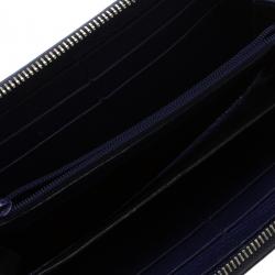 Gucci Navy Blue Guccissima Leather Zip Around Wallet