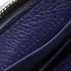 Gucci Navy Blue Guccissima Leather Zip Around Wallet