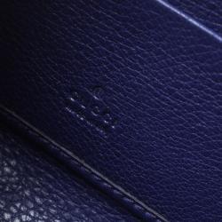 Gucci Navy Blue Guccissima Leather Zip Around Wallet