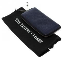 Gucci Navy Blue Guccissima Leather Zip Around Wallet