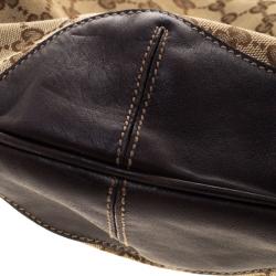 Pre Owned Gucci Beige/Brown GG Canvas Bamboo Hobo