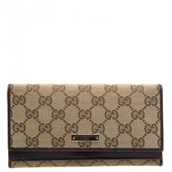 Gucci Beige GG Canvas Bi Fold Long Wallet