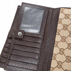 Gucci Beige GG Canvas Bi Fold Long Wallet