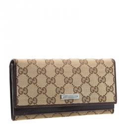 Gucci Beige GG Canvas Bi Fold Long Wallet
